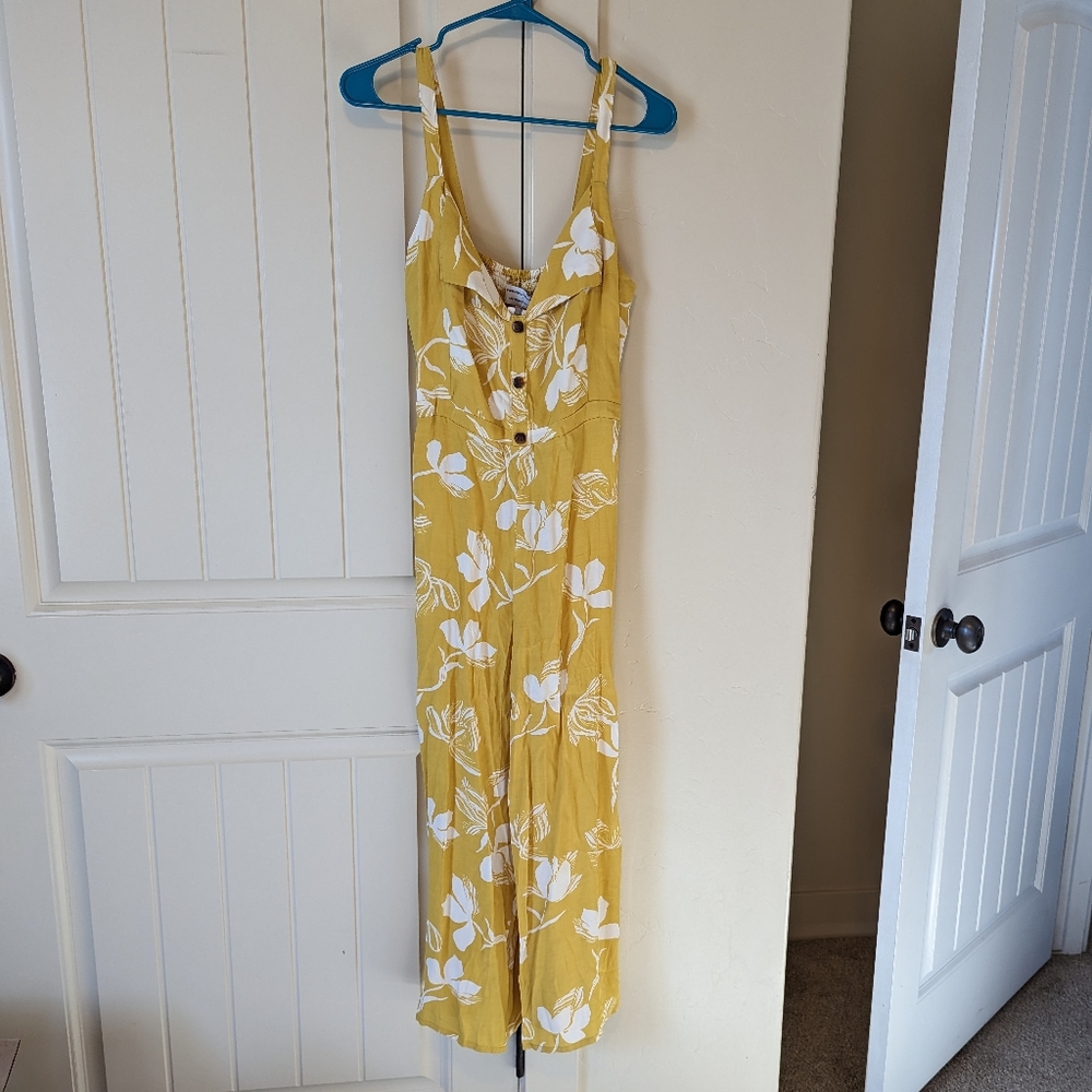 NWT Faithfull The Brand 'Gemma' Jumpsuit Anthropologie in Floral Yellow and Whit